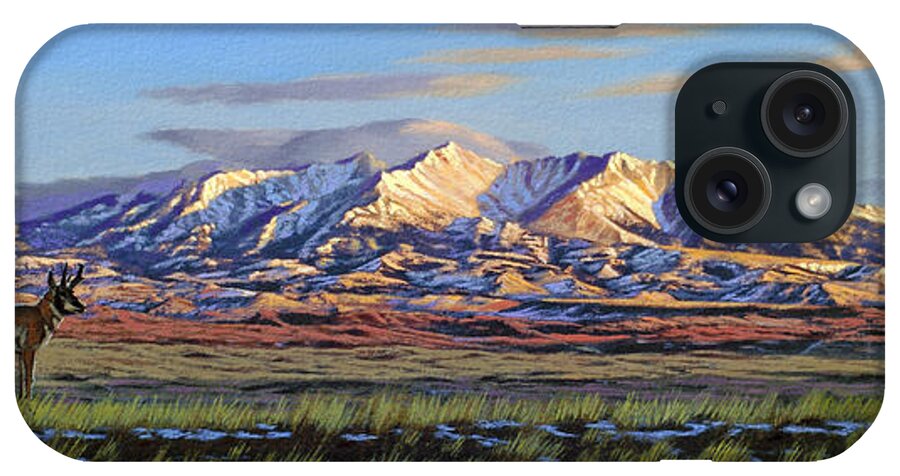 Mountains iPhone Case featuring the painting Crazy Mountains-Morning by Paul Krapf