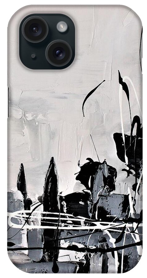 Black And White iPhone Case featuring the painting Crazy move 1 by Preethi Mathialagan