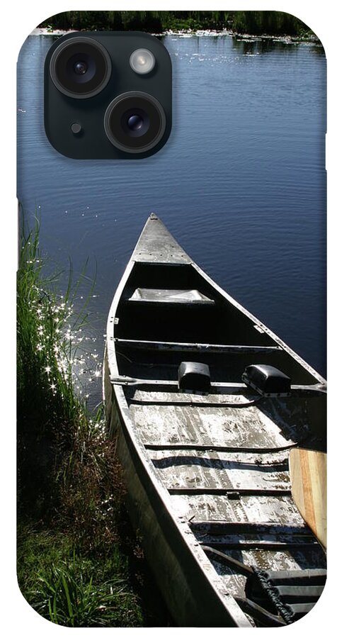 Canoe iPhone Case featuring the photograph Creekside Canoe by Jeff Floyd CA