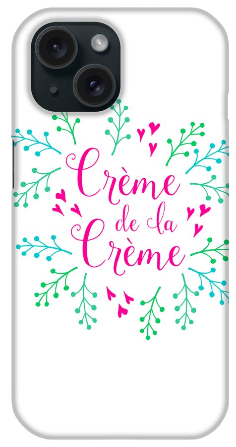 Typography iPhone Case featuring the digital art Creme de la Creme Pink Hearts by Antique Images 