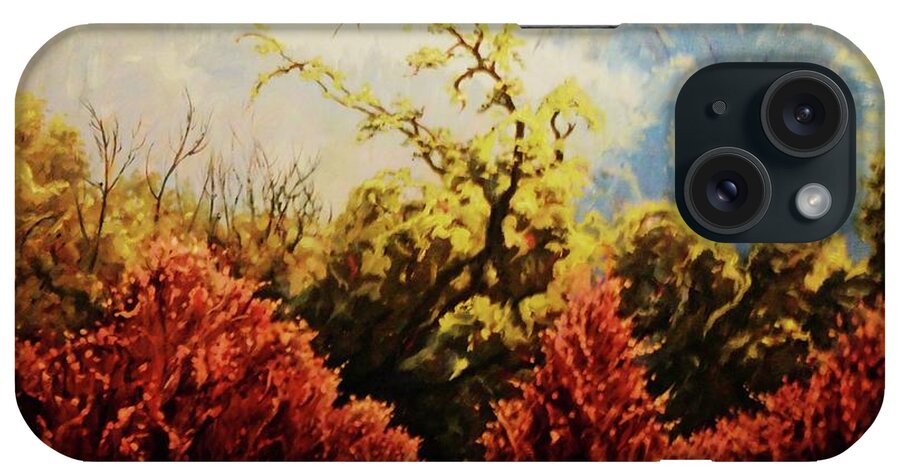 Oil iPhone Case featuring the painting Crimson Rows by Carl Downey