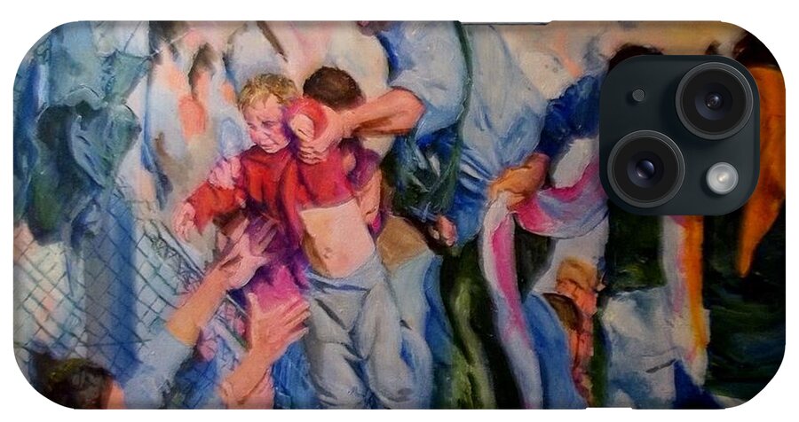 Refugees iPhone Case featuring the painting Crisis, What Crisis ? by Rosanne Gartner
