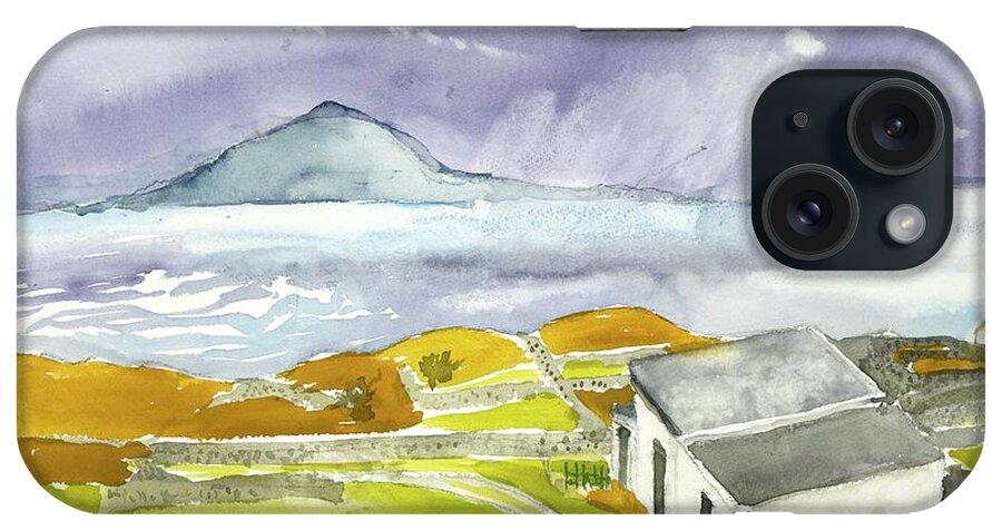  iPhone Case featuring the painting Croagh Patrick and Purple Sky by Kathleen Barnes
