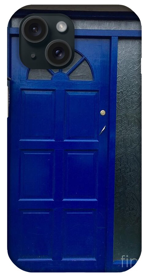 Blue iPhone Case featuring the photograph Crooked blue door in Ireland by Suzanne Lorenz