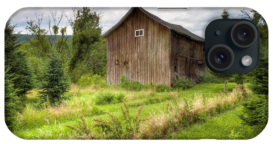 Old Barns iPhone Case featuring the photograph Crooked Old Barn on South 21 - Finger Lakes New York State by Gary Heller