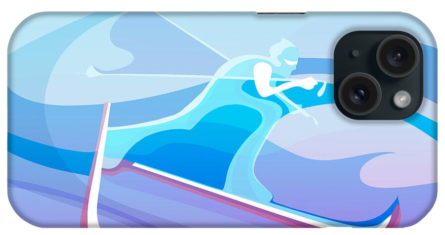 Skiing iPhone Case featuring the painting Cross County skier abstract by Sassan Filsoof