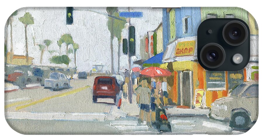 Mission Boulevard iPhone Case featuring the painting Mission Blvd Mission Beach San Diego California by Paul Strahm