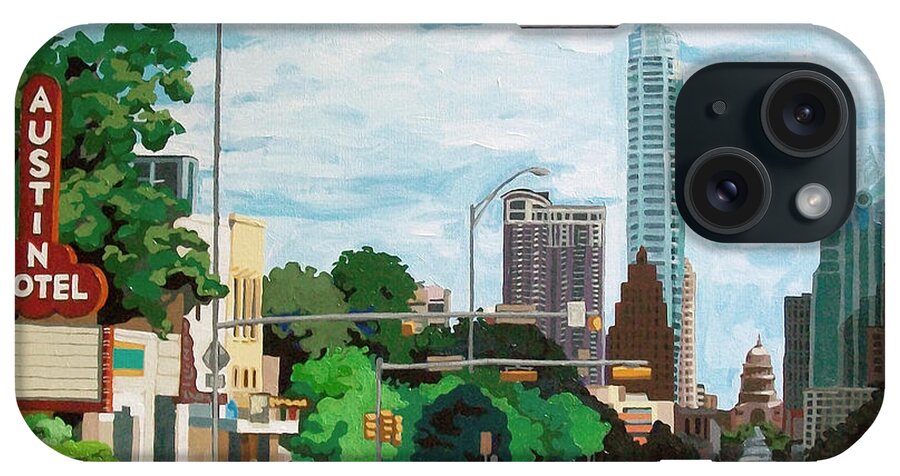 Landscape iPhone Case featuring the painting Crossing South Congress by Melinda Patrick