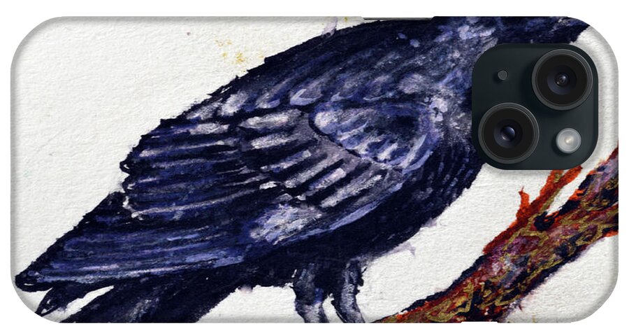 Crow iPhone Case featuring the painting Crow cooos and sees you by Ashleigh Dyan Bayer
