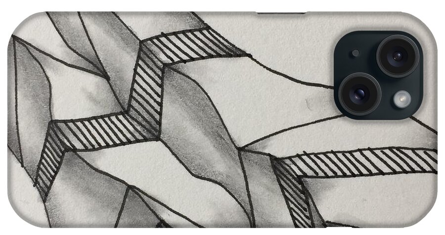 Zentangle iPhone Case featuring the drawing Crumpled by Jan Steinle