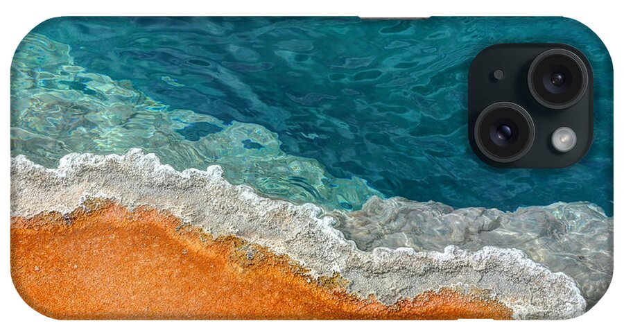 Black iPhone Case featuring the photograph Crusted Edge of Black Pool Hot Spring - Yellowstone National Park by Gary Whitton
