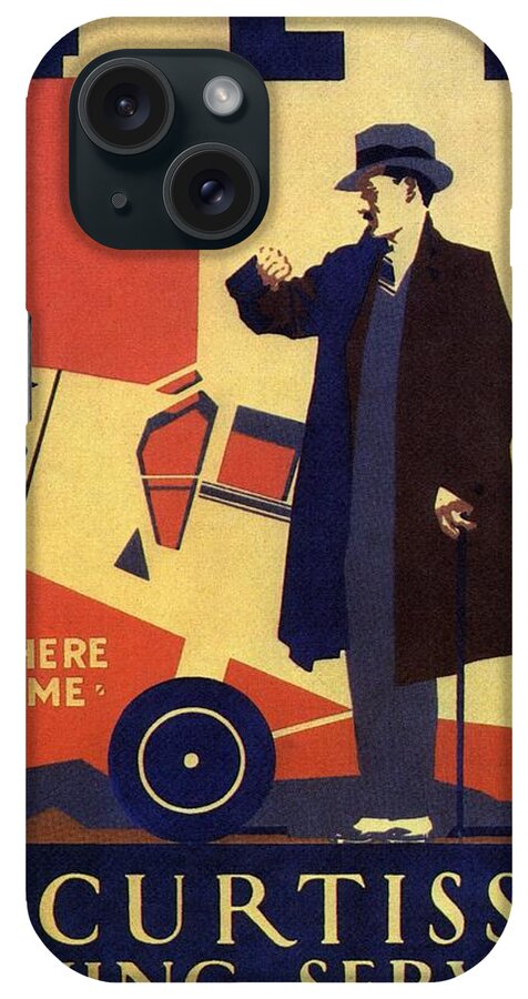 Curtiss Flying Service iPhone Case featuring the photograph Curtiss Flying Service - Art Deco Poster - Vintage Advertising Poster by Studio Grafiikka