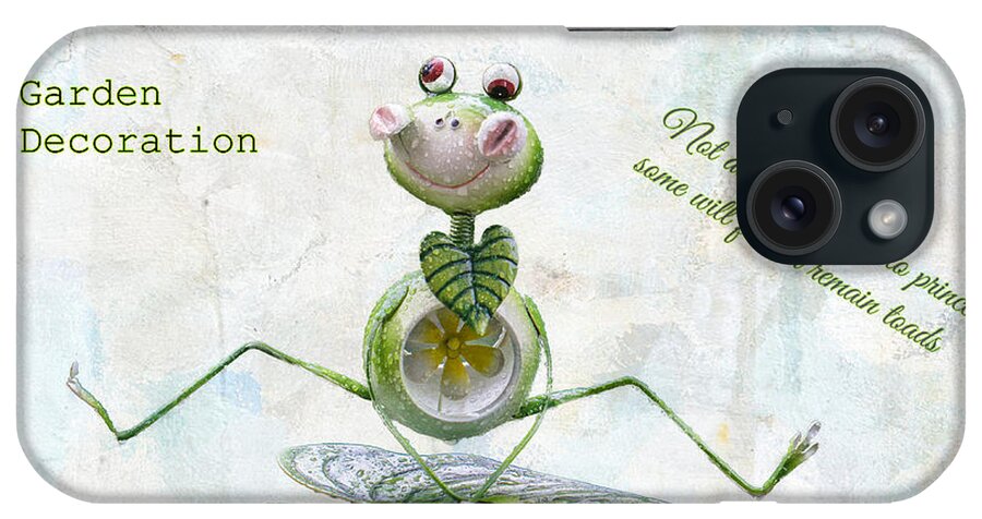Frog iPhone Case featuring the mixed media Cute Garden Decoration by Eva Lechner