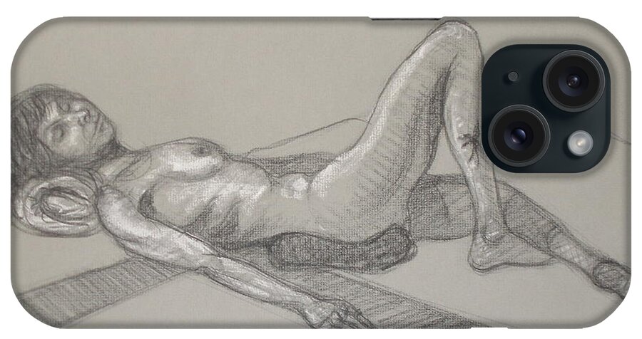 Realism iPhone Case featuring the drawing Cynthia Reclining 1 by Donelli DiMaria