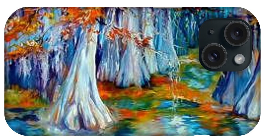 Tree iPhone Case featuring the painting CYPRESS TREES ALONG The BAYOU by Marcia Baldwin