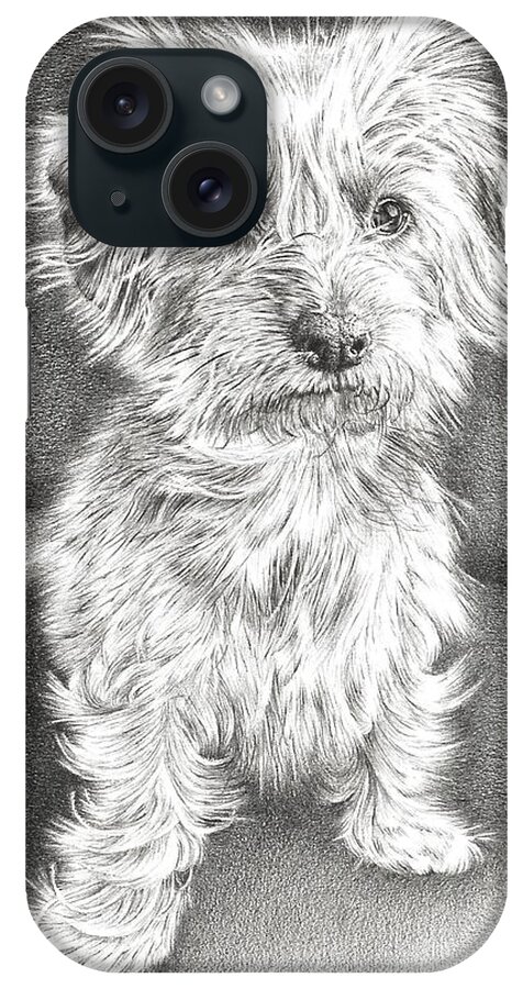 Dachshund iPhone Case featuring the drawing Dachshund Maltese by Casey 'Remrov' Vormer