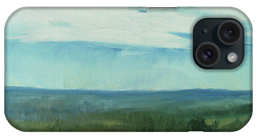 Landscape iPhone Case featuring the painting dagrar over salenfjallen- Shifting daylight over mountain ridges, 3 of 12_0030_50x76 cm by Marica Ohlsson