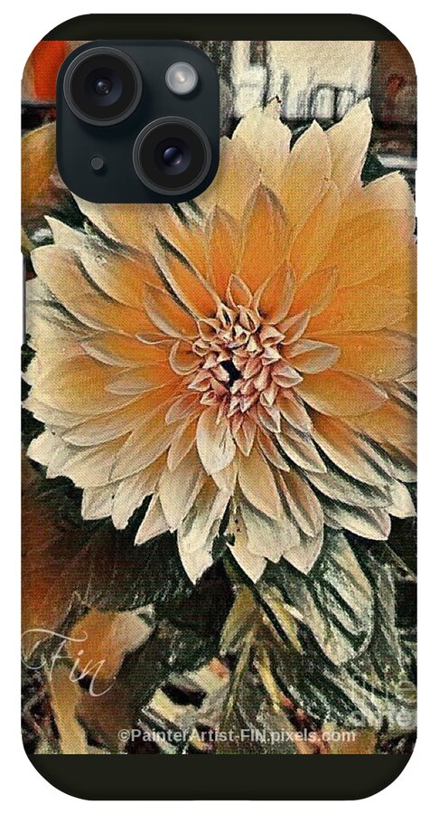Dahlia iPhone Case featuring the painting Dahlia Mocha Latte by PainterArtist FIN
