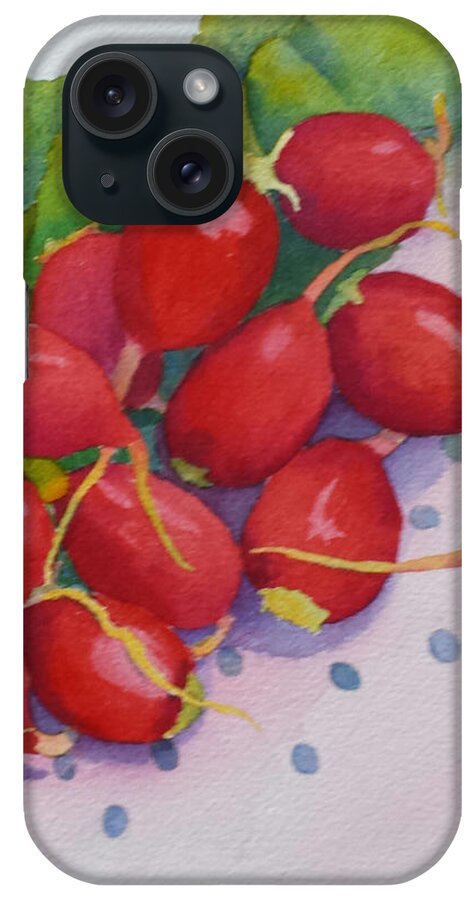 Red Radishes iPhone Case featuring the painting Dahling, You Look Radishing by Judy Mercer