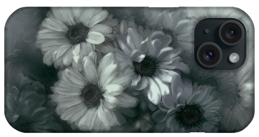  iPhone Case featuring the digital art Daisy in Black and White by Bonnie Willis