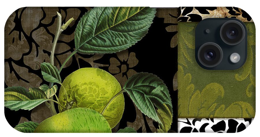 Damask iPhone Case featuring the painting Damask Lerain Granny Apples by Mindy Sommers