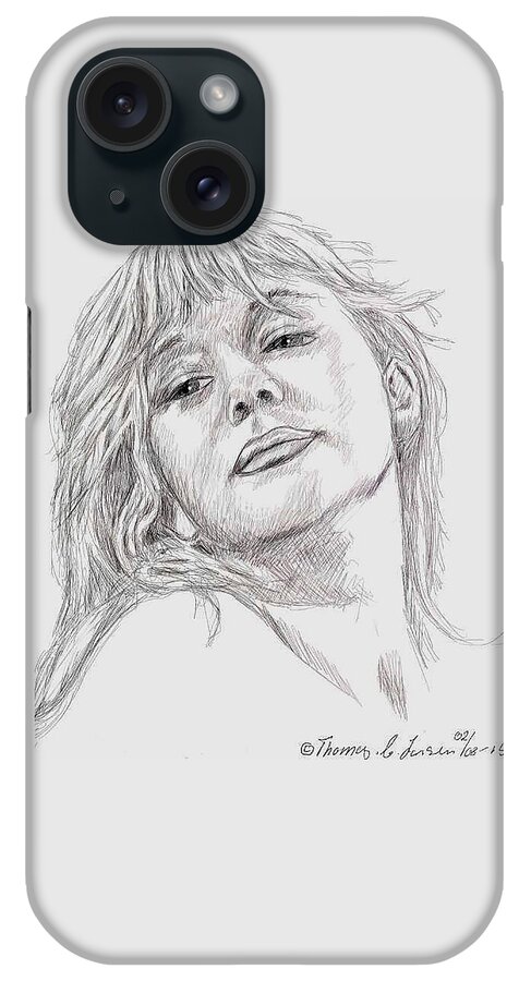 Portrait iPhone Case featuring the digital art Dame Helen mirren by ThomasE Jensen