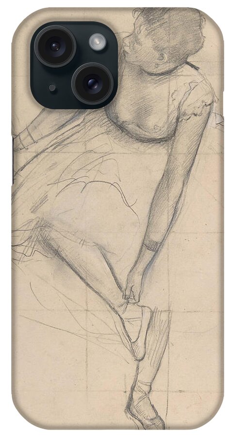 19th Century Art iPhone Case featuring the drawing Dancer Adjusting Her Slipper by Edgar Degas