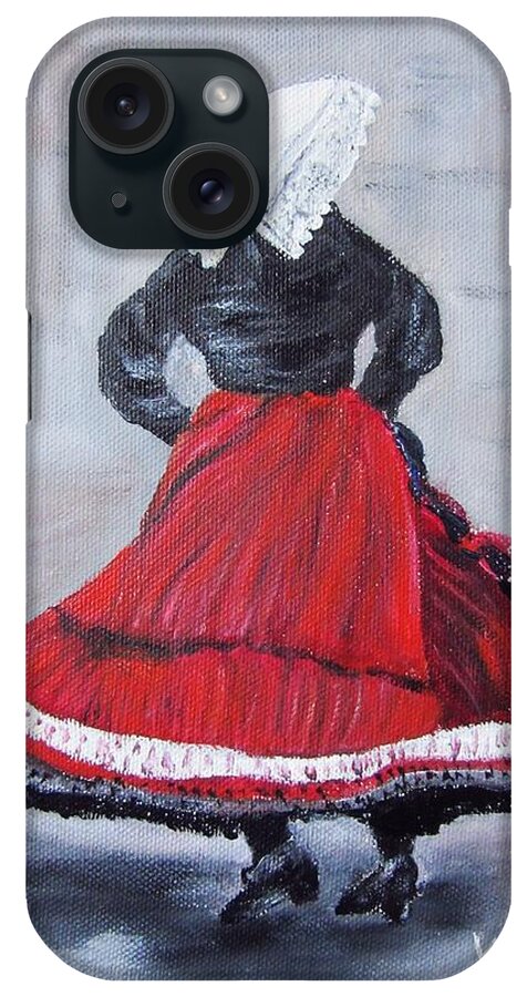 Woman iPhone Case featuring the painting Dancer In National Costume by Vesna Martinjak