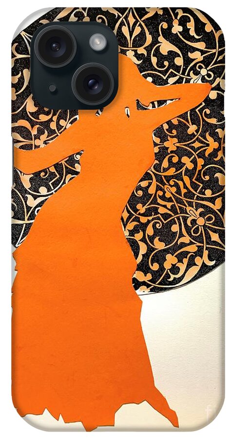 Arabic iPhone Case featuring the painting Dancer in Orange by Yvonne Ayoub