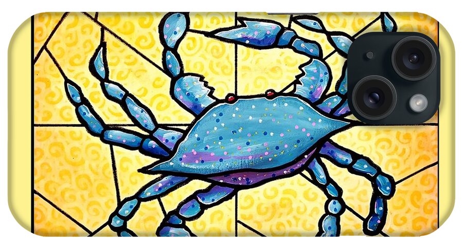 Crab iPhone Case featuring the painting Dancing Blue Crab 4 by Jim Harris