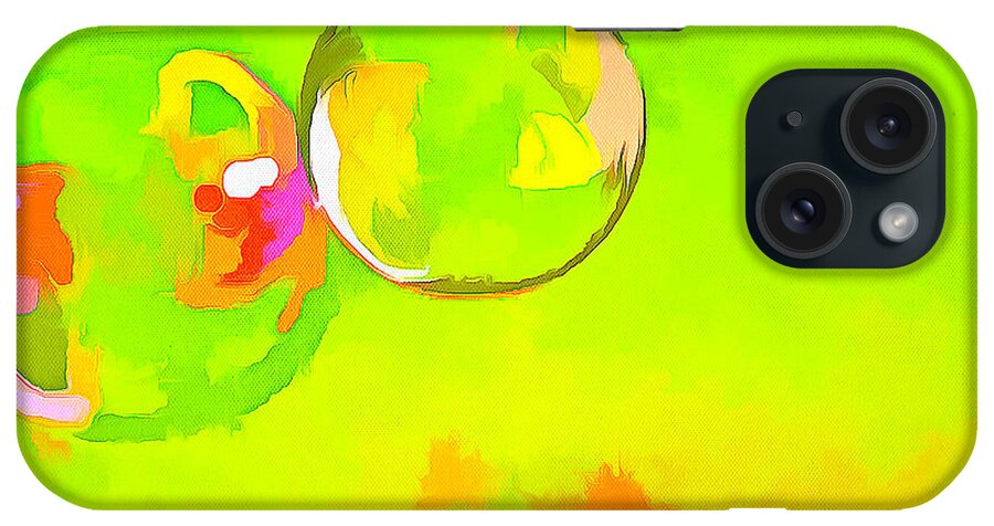 Green iPhone Case featuring the digital art Dancing Bubbles by Humphrey Isselt