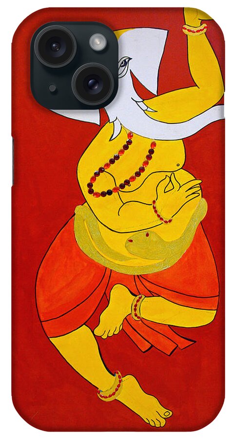 Ganesha iPhone Case featuring the painting Dancing Ganesha by Guruji Aruneshvar Paris Art Curator Katrin Suter