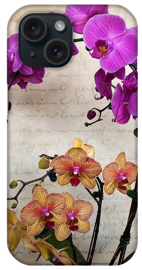 Brown iPhone Case featuring the photograph Dancing Orchids by Milena Ilieva