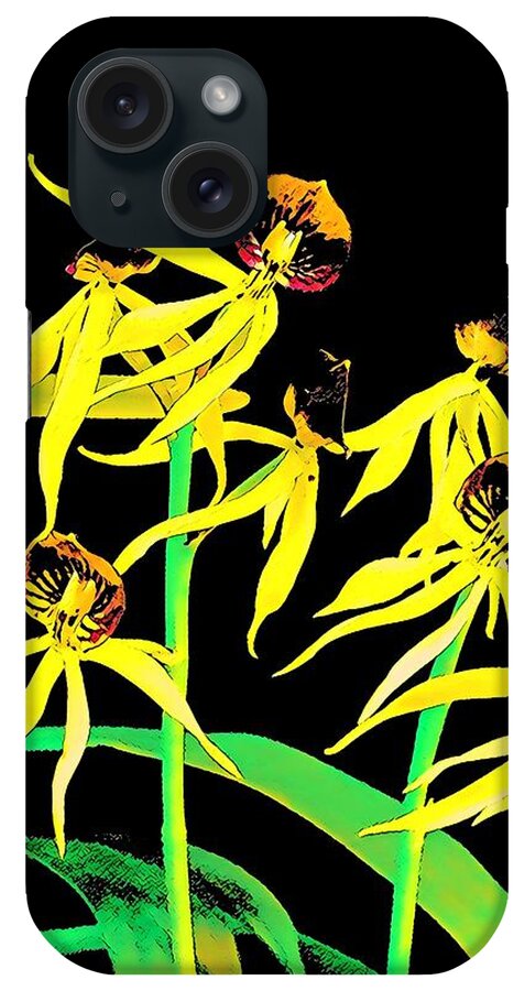 #flowersofaloha #flowers # Flowerpower #aloha #hawaii #aloha #puna #pahoa #thebigisland #dancingorchidsyellow iPhone Case featuring the photograph Dancing Orchids Yellow by Joalene Young