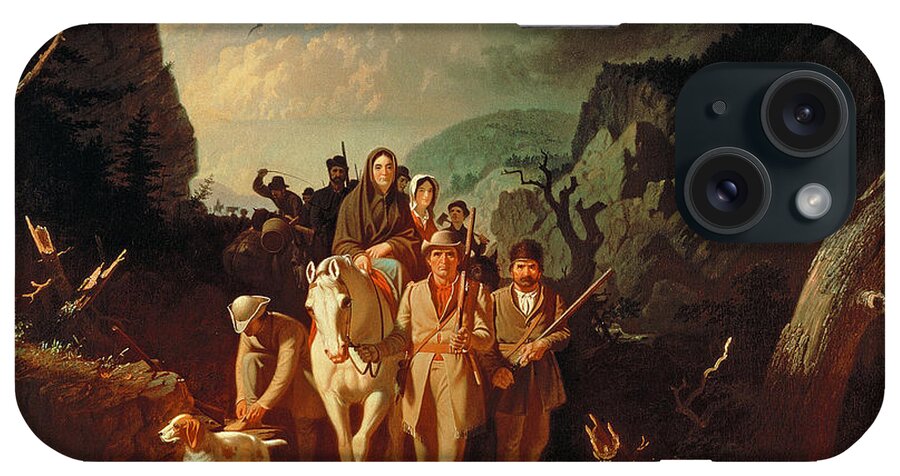 George Caleb Bingham iPhone Case featuring the painting Daniel Boone escorting settlers through the Cumberland Gap by George Caleb Bingham