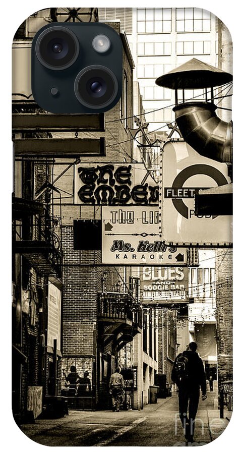 Alley iPhone Case featuring the photograph Dark Alley Sepia by Marina McLain