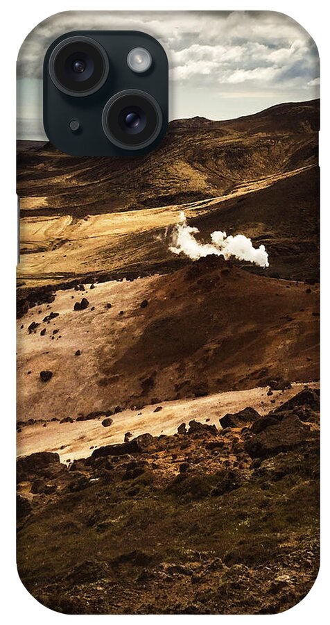 Iceland iPhone Case featuring the photograph Dark and steaming Iceland by Matthias Hauser