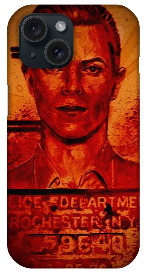 David Bowie iPhone Case featuring the painting DAVID BOWIE MUGSHOT 1976 - fresh blood by Ryan Almighty