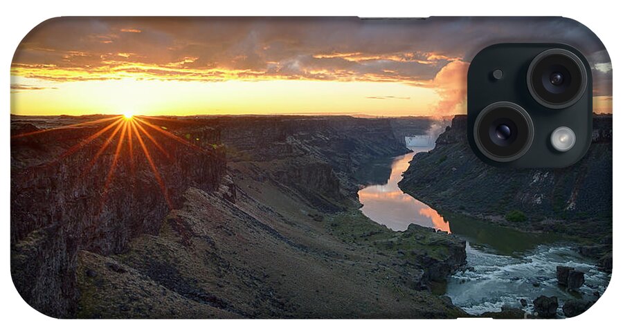 Idaho iPhone Case featuring the photograph Dawn above the Falls by Idaho Scenic Images Linda Lantzy
