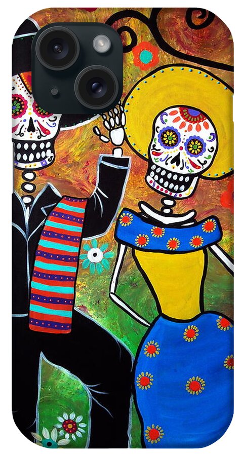 Mexican iPhone Case featuring the painting Day Of The Dead Bailar by Pristine Cartera Turkus