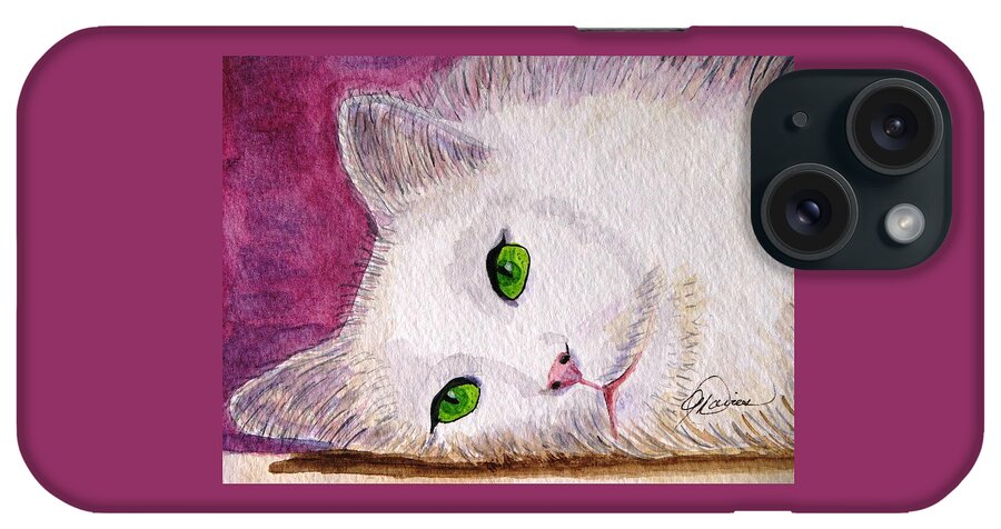 White Cats iPhone Case featuring the painting Daydreaming by Angela Davies