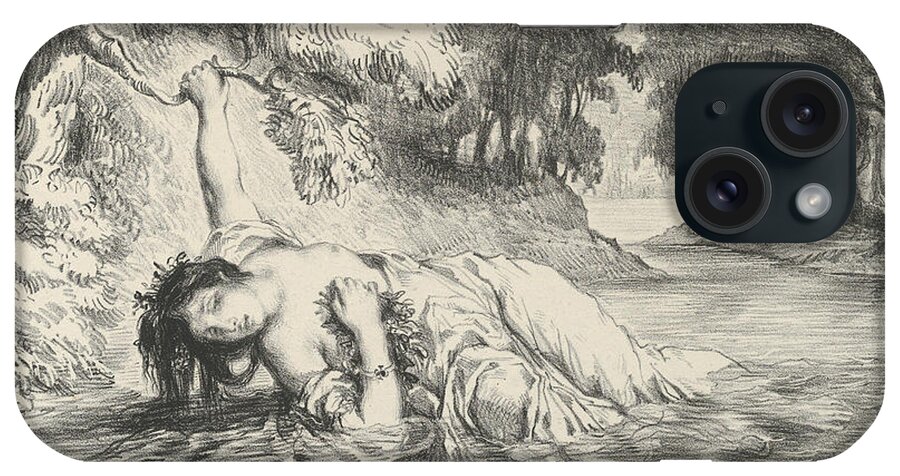 19th Century Art iPhone Case featuring the relief Death of Ophelia by Eugene Delacroix