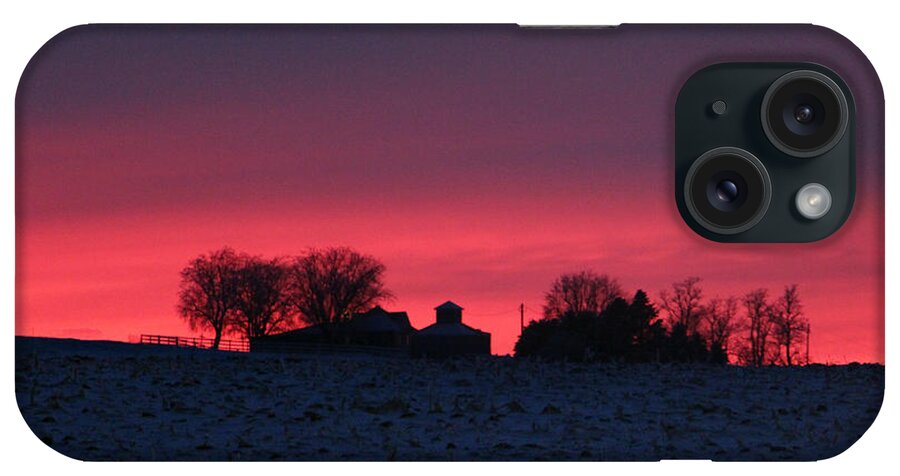 December Farm Sunset iPhone Case featuring the photograph December Farm Sunset by Kathy M Krause