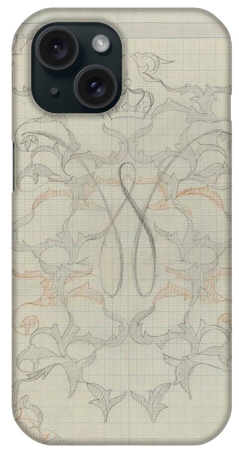 Pattern iPhone Case featuring the painting Decorative design with crowned W, Carel Adolph Lion Cachet, 1874 - 1945 by Carel Adolph Lion Cachet