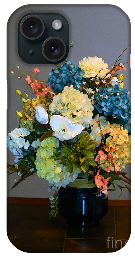 Masartstudio iPhone Case featuring the mixed media Decorative Floral Mixed Media B3117 by Mas Art Studio