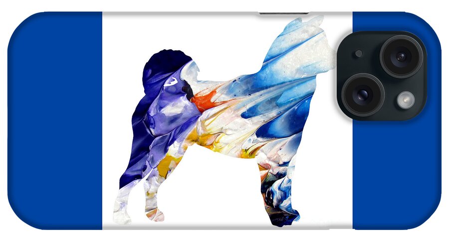 Martha Ann Sanchez iPhone Case featuring the painting Decorative Husky Abstract O1015C by Mas Art Studio