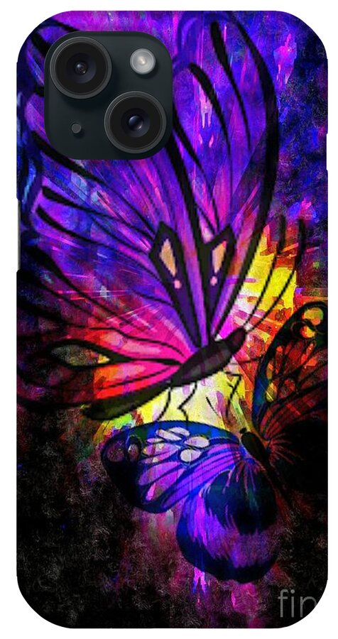 Deep Purple Butterflies iPhone Case featuring the digital art Deep Purple Butterflies by Maria Urso