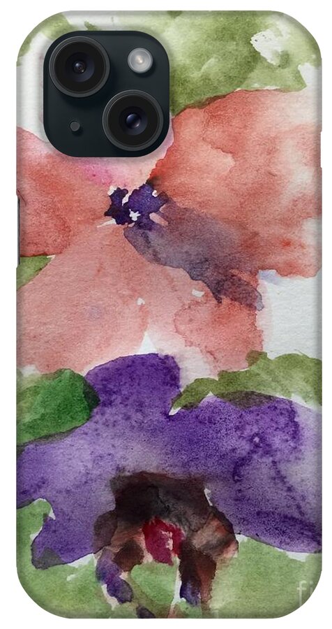 Flower Painting . Watercolor Purple Pink iPhone Case featuring the painting Deep Within by Trilby Cole