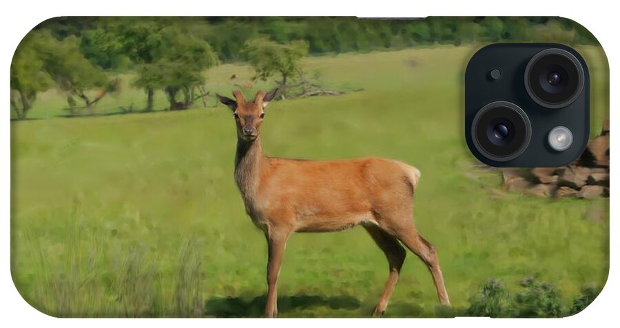 Red Deer iPhone Case featuring the photograph Deer calf. by Elena Perelman
