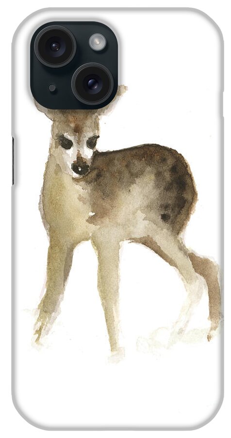 Deer iPhone Case featuring the painting Deer fawn watercolor painting by Joanna Szmerdt